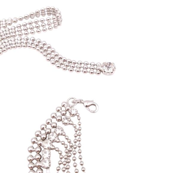 Ball Chain Belt Silver Tone Festoon AB Crystals Adjustable Rhinestones Waistband - Picture 8 of 9